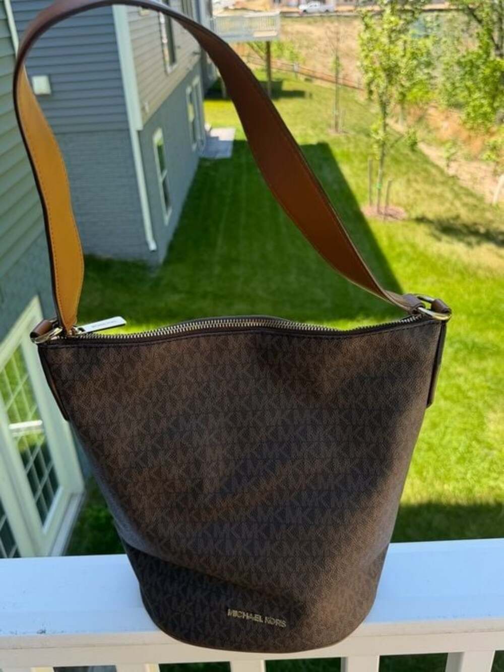Michael Kors Brown Saffiano Leather Shoulder Tote Bag Large MK Purse